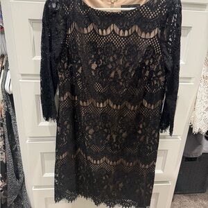Jessica Howard Black Lace Long Sleeve Dress